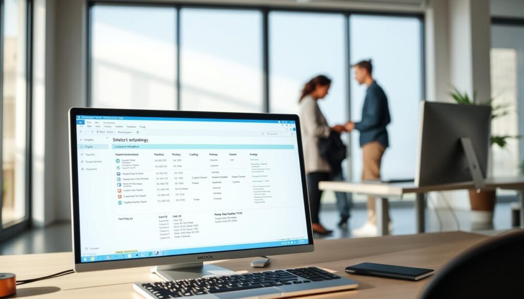 Detailed software migration solution: A clean, modern software interface with a computer monitor and keyboard in the foreground. In the middle ground, a team of IT professionals collaborating, discussing strategies to seamlessly transfer licenses and settings to a new machine. The background depicts a serene, minimalist office setting with large windows, evoking a sense of clarity and organization. Soft, directional lighting casts gentle shadows, highlighting the focus on the technical aspects of the migration process. The overall atmosphere conveys a methodical, problem-solving approach to address common software migration challenges.