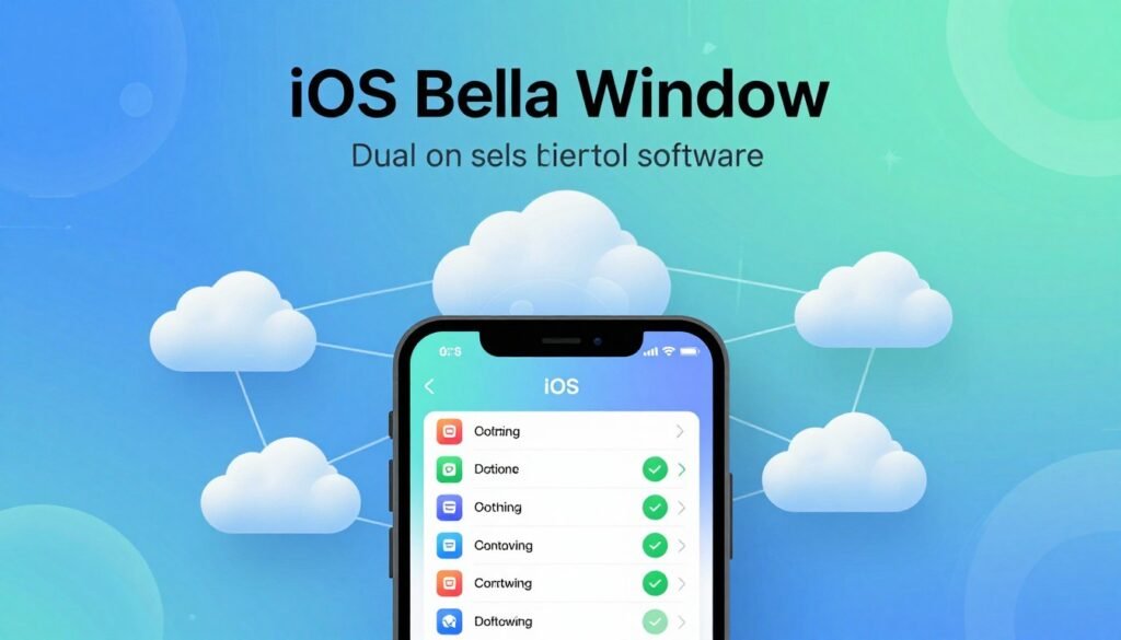 A digital illustration depicting the phenomenon of a dual-signing window for iOS beta versions, capturing the essence of software stability and evolution. In the foreground, showcase a sleek smartphone with a vibrant, glowing screen displaying a clear interface of iOS settings, emphasizing the dual-signing option. The middle ground shows a digitally created cloud network, symbolizing data flow and connectivity, with subtle animations representing the interface transitions. The background features a stylized tech-inspired environment, incorporating abstract geometric shapes and soft gradients in blue and green hues, suggesting innovation and complexity. Soft, diffused lighting highlights the phone, creating a modern and engaging atmosphere, while maintaining a professional tone suitable for a tech article. The overall composition should convey a sense of intrigue and curiosity about the craftsmanship behind beta software development without text or branding.