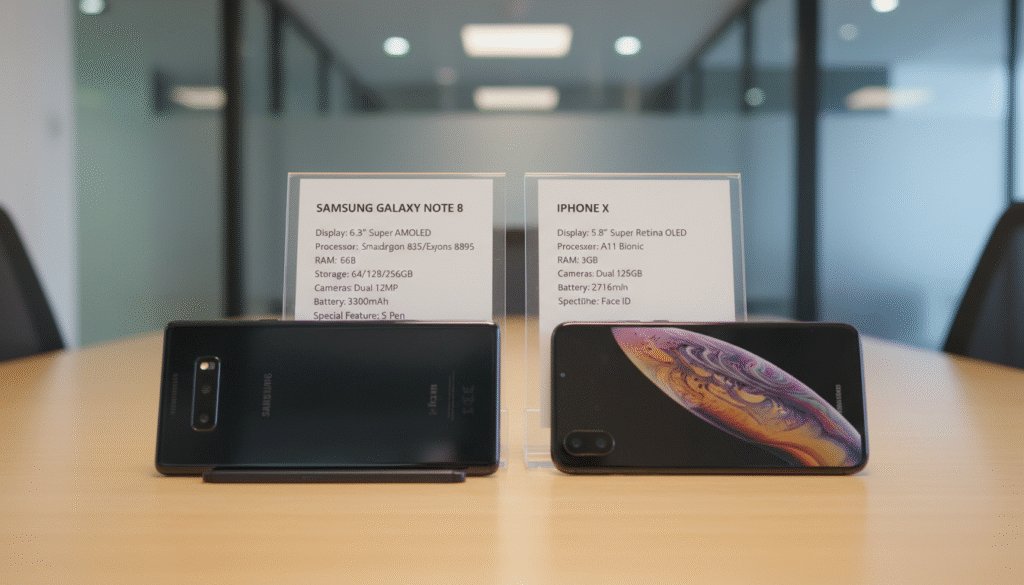 Galaxy Note 8 vs iPhone X